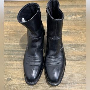Vintage Double H Black Leather Western Zip Up‎ Ankle Boots Sz. 10